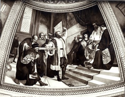 Galileo presenting his telescope to the Venetian senate, from The Trial of Galileo by Luigi Sabatelli